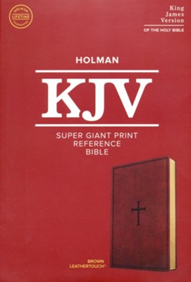KJV Super Giant-Print Reference Bible--soft leather-look, brown  - 