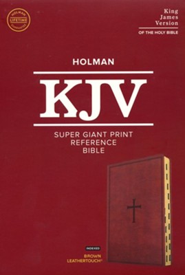 KJV Super Giant-Print Reference Bible--soft leather-look, brown (indexed)  - 