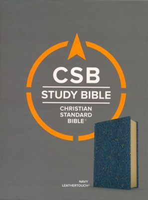 CSB Study Bible--soft leather-look, navy blue  - 