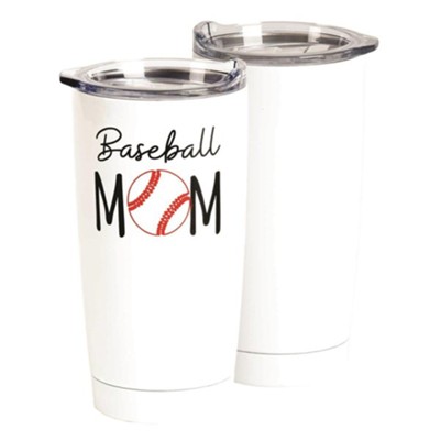 Baseball Mom Stainless Steel Tumbler, White  - 