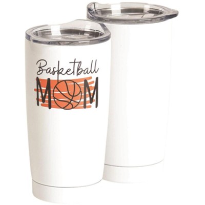 Basketball Mom Stainless Steel Tumbler, White  - 