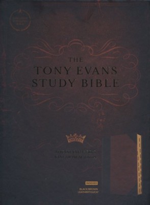 CSB Tony Evans Study Bible--soft leather-look, black/brown (indexed)  - 