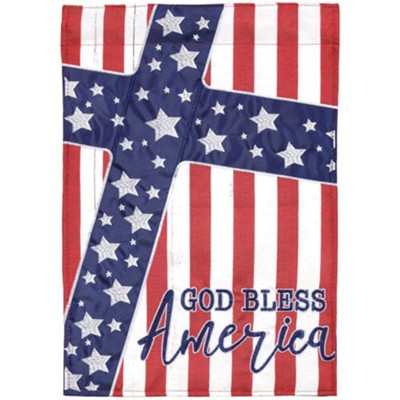 God Bless America with Cross Flag, Small  - 