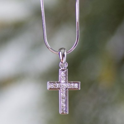 pink crystal cross pendant