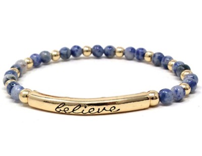 Believe Beaded Bracelet, Blue  - 