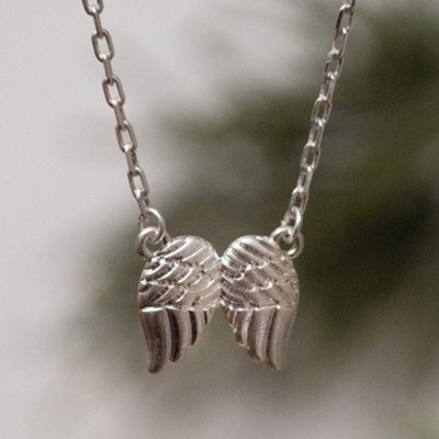Angel Wings Necklace, Silver  - 