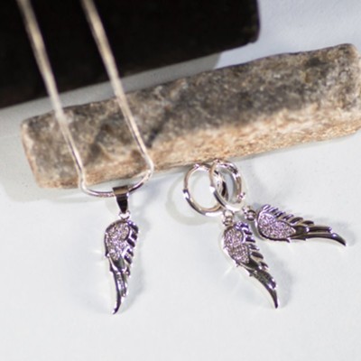 Angel Wing Earrings and Necklace Set  - 