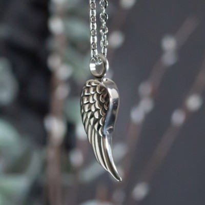 Angel Wing Urn Necklace, Silver  - 