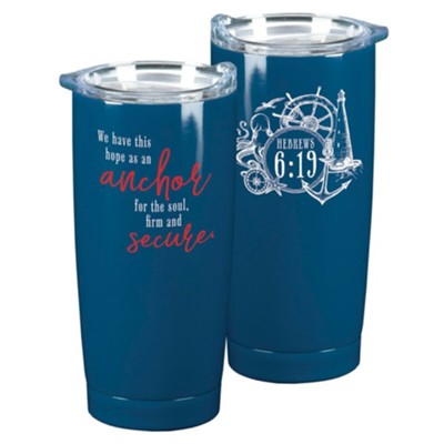We Have This Hope As An Anchor Stainless Steel Tumbler, Navy Blue  - 