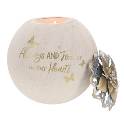 Always and Forever In Our Hearts Round Tealight Candle Holder  -     By: Forever in our Hearts
