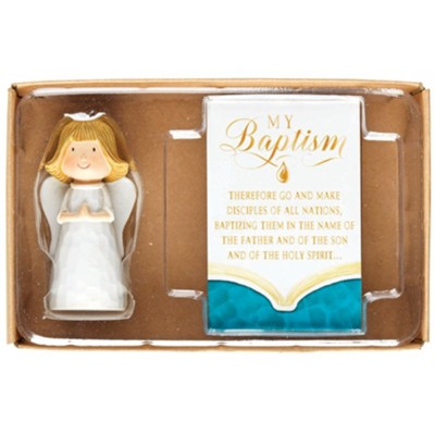 My Baptism Angel Figurine with Prayer Card  - 