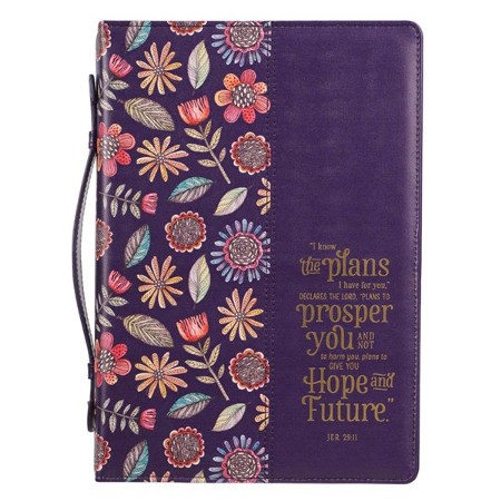 Bible Case - I Know the Plans - LuxLeather, Navy - size: Large