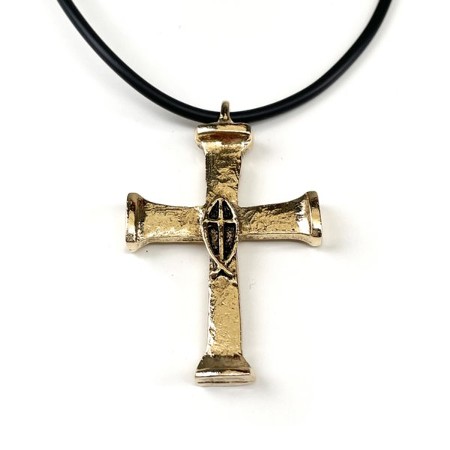 Horse Nail Cross Necklace, Gold Plated, Black Cord - Christianbook.com