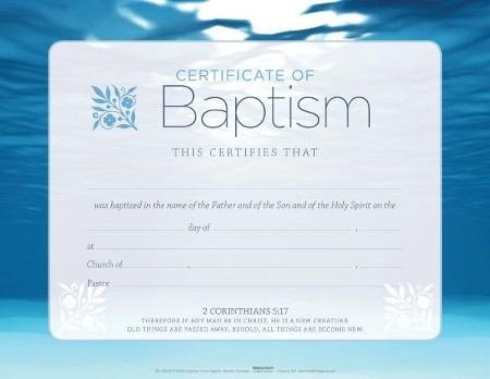 Blue Baptism Certificates, Pack of 6 - Christianbook.com