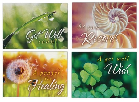 Boxed Enclosure Cards 4 Designs with... Pack of 12 Religious Get Well Cards