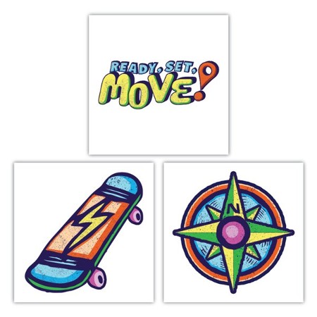 Self Inking Stamps for Prayer Time Passport Book - Set of 5 - Ready, Set,  Move VBS 2023 by Orange