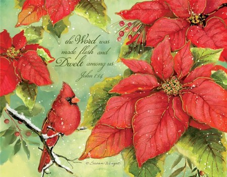 Grace, Poinsettia, Christmas Cards, Box of 18: Susan Winget ...
