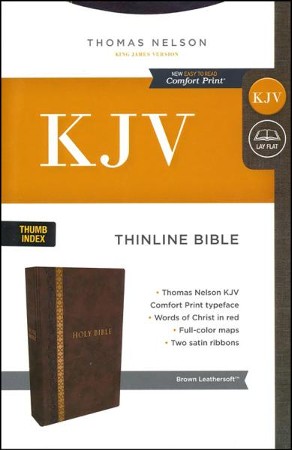 KJV Comfort Print Thinline Bible, Imitation Leather, Brown, Indexed ...