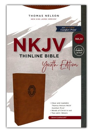 NKJV Thinline Comfort Print Youth Bible--soft leather-look, brown ...