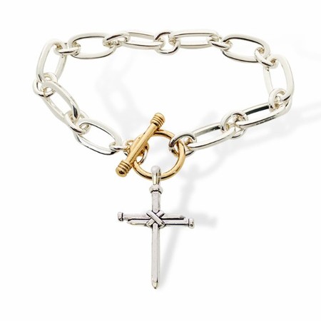 Nail Cross Link Bracelet, Gold/Silver - Christianbook.com