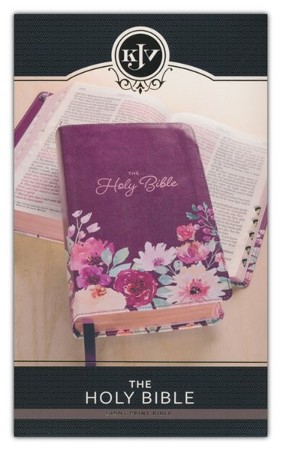 KJV Giant-Print Bible--soft leather-look, printed purple floral ...