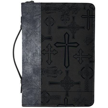 Divinity Boutique Crosses Bible Cover, Silver and Black, X-Large