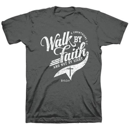 Walk By Faith Shirt, Heather Black, Large, Unisex - Christianbook.com