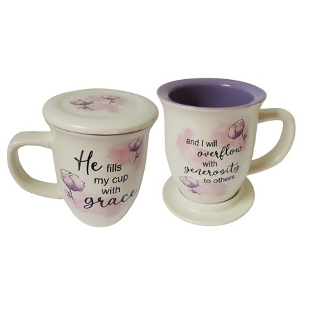 Woman of Faith Mug and Lid/Coaster Set, Christian Gifts for Women,  14-ounces, Microwave and Dishwasher Safe, by Abbey & CA Gift