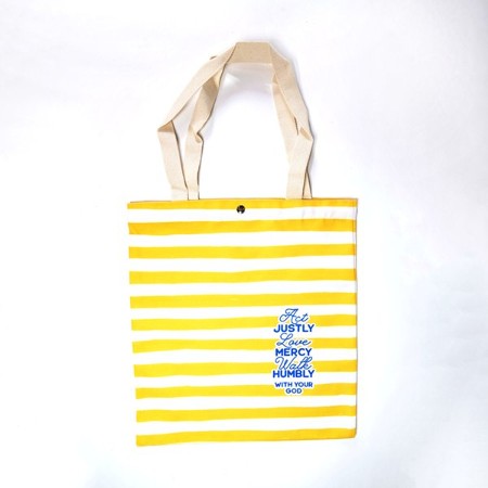 Act, Love, Walk, Striped Tote, Yellow - Christianbook.com