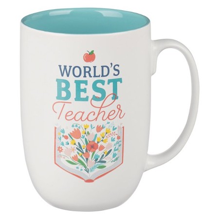 World's Best Teacher Mug, White & Teal - Christianbook.com