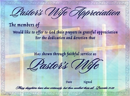 Pastor's Wife Appreciation Certificate - PDF Download [Download ...