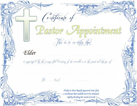 Certificate of Pastor Appointment- Elder - PDF Download [Download ...