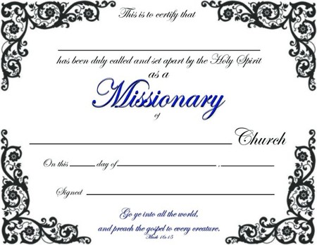 Missionary Certificate - PDF Download [Download] - Christianbook.com