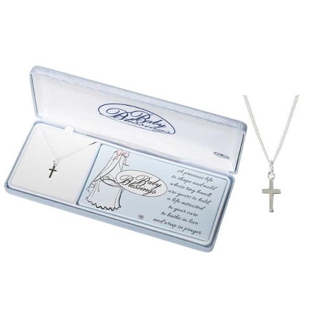 baby boy christening cross necklace