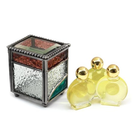 Anointing Oil-stained Glass Box w/3 Oils