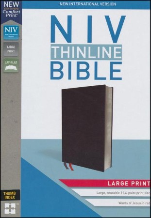 NIV Thinline Bible Large Print Black, Bonded Leather, Indexed ...