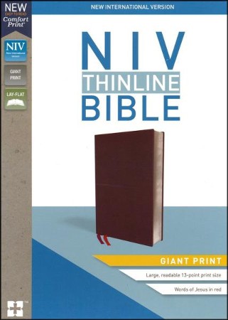 NIV Thinline Bible Giant Print Burgundy, Bonded Leather: 9780310448624 ...