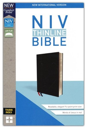 NIV Thinline Bible Black, Bonded Leather, Indexed: 9780310448778 ...