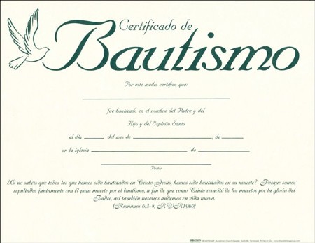 Certificate of Baptism, Spanish (pkg. of 6): 9780805473568 ...