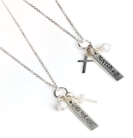 Proverbs 4:23 Engraved Pendant Chain Bracelet