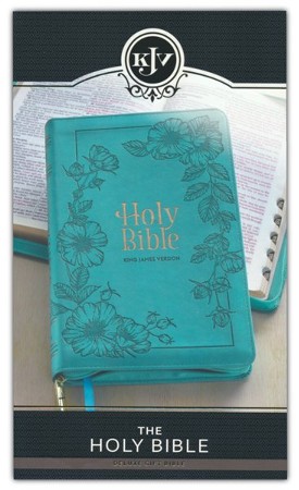 Kjv Deluxe Gift Bible--soft Leather-look, Teal (indexed) With Zipper 