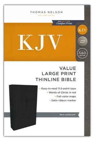 KJV, Value Thinline Bible, Large Print, Leathersoft, Black, Comfort ...