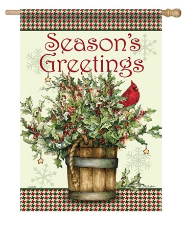 Season's Greetings Holly Bucket, Large Flag: Sherri Buck Baldwin ...