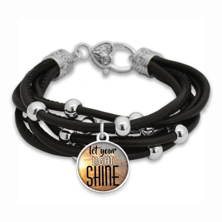 Let Your Light Shine Bracelet, Black with Silver Beads - Christianbook.com