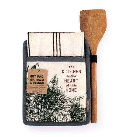 Demdaco Happiness Kitchen Towel & Utensil Set