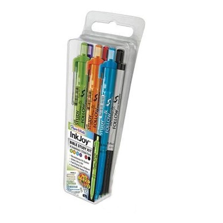 Paper Mate Bible Study Pen Kit NEW 4 Underliner Colors and 2 Note Pens Red  Black
