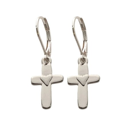 Cross With Heart Earrings, Silver - Christianbook.com