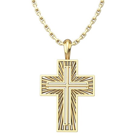 Shining Radiant Cross Pendant, Gold Plated, Sterling Silver, with 18 ...