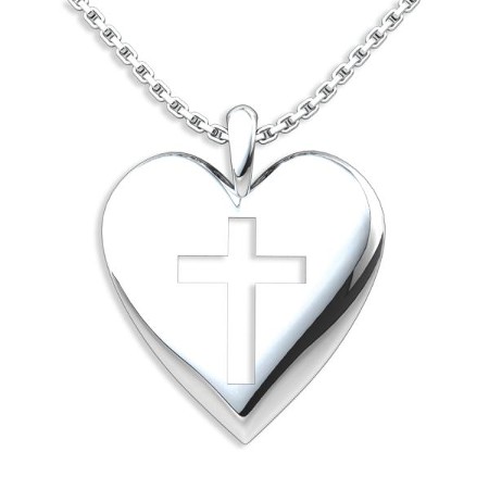 PX-144 Sterling Silver Cross Pendant Heart on a Cross Pendant 