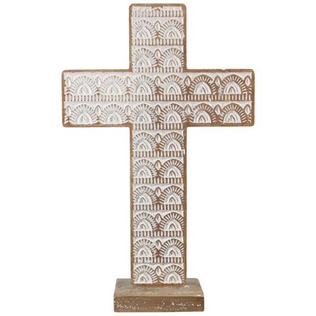 Whitewashed Carved Tabletop Cross - Christianbook.com